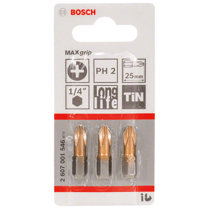Набор бит Bosch PH2х25мм TIN 3шт (546) — Фото 1
