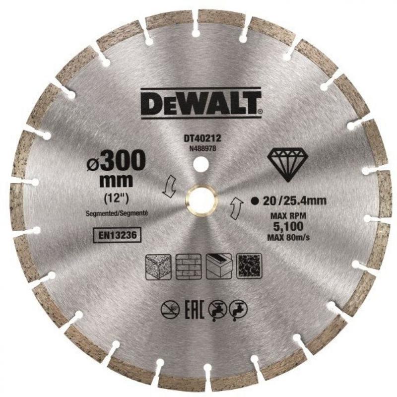 Круг алмазный универсальный DeWalt DT40212 300x25.4/20мм